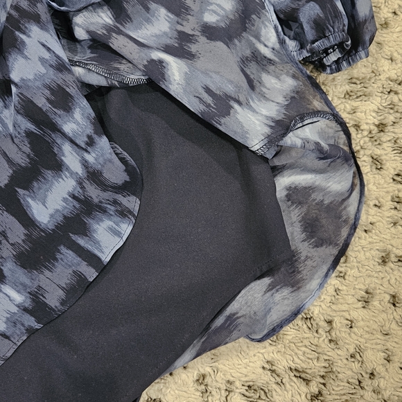 BCBG MaxAzria SZ M Pacific Blue Cloud Ruffle Hem Balloon Long Sleeve Lined Dress - Picture 5 of 10